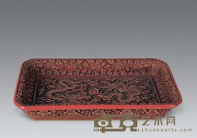 清 漆刻龙纹长方盘 31.5×19.5cm